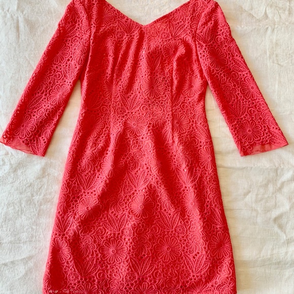 NEW! Lilly Pulitzer Island Coral Lace Dress Size 0 - Picture 10 of 11